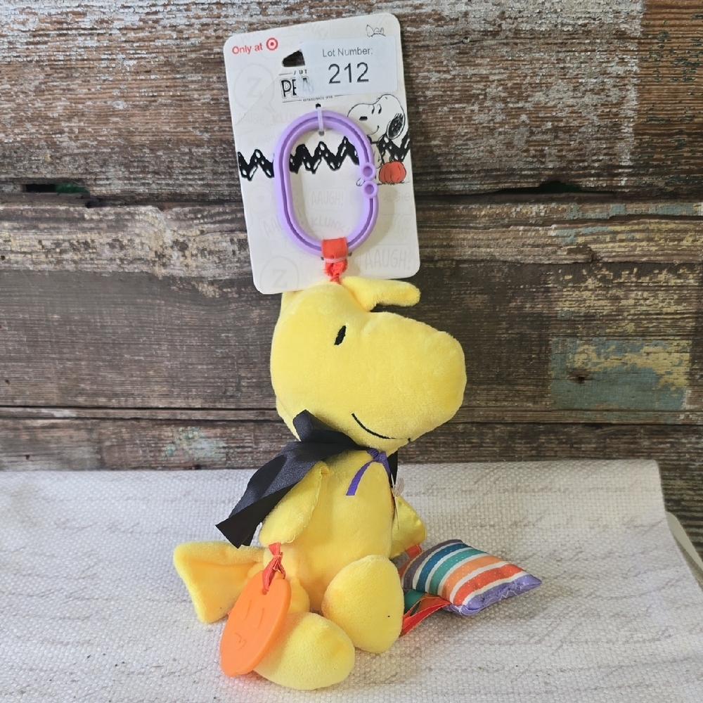 Peanuts Woodstock Yellow Plush Baby Toy with Purple Clip, NWT